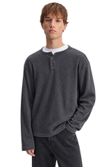 Charcoal Ribbed Henley