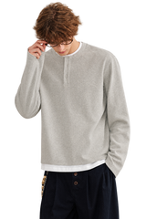 Stone Grey Ribbed Henley