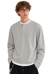 Stone Grey Ribbed Henley