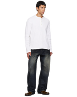 Cloud White Ribbed Henley