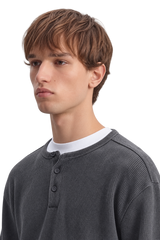 Charcoal Ribbed Henley