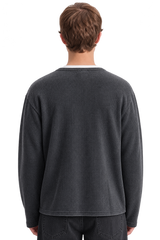 Charcoal Ribbed Henley