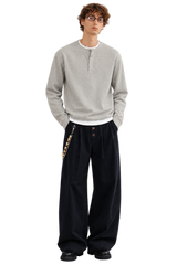 Stone Grey Ribbed Henley
